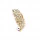 Gold Leaf Brooch Pin for women Diamond Inlaid Alloy Copper Material