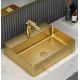 Brushed Gold Countertop Stainless Steel Vessel Sinks With Faucet Hole