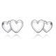 S925 sterling silver double love love romantic earrings connected to each other