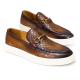All Seasons Mens Slip On Sneakers Genuine Leather Flat Boat Shoes For Leisure
