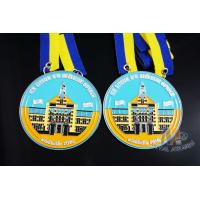 Full Soft Enamel Circle Shape Metal Award Carnival Medals With Two Ribbon Loop
