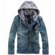 Winter Denim Jean Hooded Anorak Jacket 100% Heavy Cotton Zipper Front