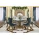 New italian Luxury Dinner Room Marble Top Wooden Carved Elegant Round Dining Table