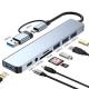 8-In-1 USB 3.0 Hub 3*USB 2.0 3.5mm Audio SD/TF Card Reader Output for Data Transfer and Charging