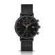 Black Mesh Strap Stainless Steel Chronograph Watch With Date And Time