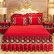 Wedding Four-piece Kit Bedding Set with Easy Care Fade-Free Embroidery Lace Bed Skirt