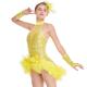Mock Neck Sequins Jazz Costume Feather Trimmed Dance Dress Illusion Deep-V Joints Performance Wear