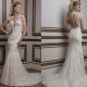 New Arrival Romantic White Perspective Lace Slim Waist Deep V Mermaid Wedding Dresses