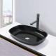 High Glossy Black Tempered Bathroom Wash Basins Smooth Interior And Exterior
