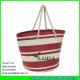 LUDA red and white stripe beach totes paper straw made extra large beach bag