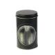 Embossed Black Tins Round Tin Box with Clear Window on Body Decorative Tin Container