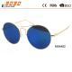 unisex sunglasses with round metal frame, new fashionable designer style, blue