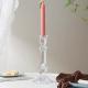 Clear Color Glass Candle Holder Machine Pressed 23cm Tall Taper Candlesticks