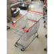 Red Plastics Supermarket Push Cart , 160 L Steel Shopping Cart