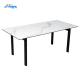 Customizable 850mm Width Ceramic Grey Dining Table Metal Base DT-996