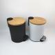 3L 5L Metal Round Garbage Pedal Bin with Bamboo Lid