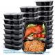 Meal Prep Containers Reusable, 2 Compartment Food Containers With Lids To Go Containers, Black Plastic Containers
