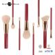 8pcs Women Makeup Brush Rose Gold Ferrule 100% Syntheitc Hair Cosmetic Brush Set ,Red Plastic Handle