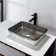 Silver Chromed Rectangular Above Counter Sink Shinning Shallow Vessel Bathroom Sink