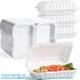 Clamshell Food Containers, Shrink Wrap 50 Pack 9 X 6 Inch 28 OZ Plastic Hinged To Go Containers Microwave Freezer