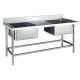 Double Sink for Kitchen Washing Stainless Steel Catering Equipment 1200*700*800+150mm