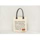 16oz 100% Cotton Canvas Recyclable Tote Bag With Leather Handle Letter Print