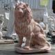 Red Marble Entrance Lion Statues Life Size Animal Sculpture Stone Carving Large Garden Outdoor Decoration