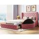 Customized beds luxury velvet beds queen size king size pink color modern functional beds for bedroom for hotel