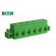 Pitch 7.62mm Pluggable Terminal Block Brass Green Female Parts With Flange