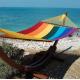Patio Rainbow Caribbean Style Hammock , Soft Spun Polyester Caribbean Rope Hammock