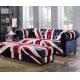 Union Jack PlushVelvet Chesterfield Sofa Couch With Matching Footstool