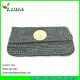 LUDA grey handbags roud stone deco paper straw crochet straw clutch handbags