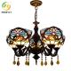 Vintage Stained 5 Heads Glass Chandeliers Love Heart Baroque Bar Cafe Restaurant