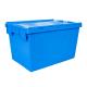 Plastic Moving Crate Stackable Tote Bin Attached Lid Crates for Hassle-Free Transport