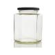 Food Grade Recyclable 380ml Hexagon Glass Honey Jars 13*13*13cm