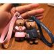 Hot Sale 3d Brown Bear Doll Soft PVC Keychain Key Holder With Silicone Wristband
