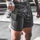 Fit Training Sports Double Layer Workout Pants Elastic Gym Men Cotton Shorts