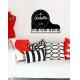 Black And White Piano Design Wall Decals / Vinyl Wall Sticker Clock 25A011