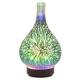 Household 3D Fireworks Glass  Aroma Diffuser Humidifier Machine With Colorful Light