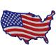 USA Map Shape American Flag Embroidered Iron On Sew On Patch