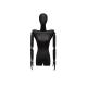 Black White Half Mannequin With Stand Fashionable Upright 58cm Waist