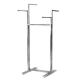 Movable multi-functional Double bar garment display rack stand chromed plated for store