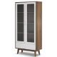 wholesale North Europe style wooden high cupboard with glass door