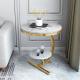 OEM Luxury Marble Center Tables Double Layer Gold White Sofa Side Table