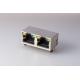 Shielded RJ45 Modular Jack Rj45 Female To Female Connector 8P8C 2 Port  With LED Gold Plated