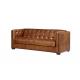 Genuine Leather Triple Seater Sofa , 3 Seater Brown Leather Settee American Style
