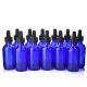 Blue Glass Dropper Bottles With Round Bottom And Black Child Resistant Cap