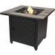Black / Gray Table Top Steel Square Propane Fire Pit Outdoor