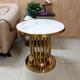 Marble Table Top Sofa Side Table Stainless Steel Edge Circle End Table
