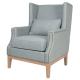 French style solid  wood single living room upholstered accent chair , linen  Fabric Accent Chair